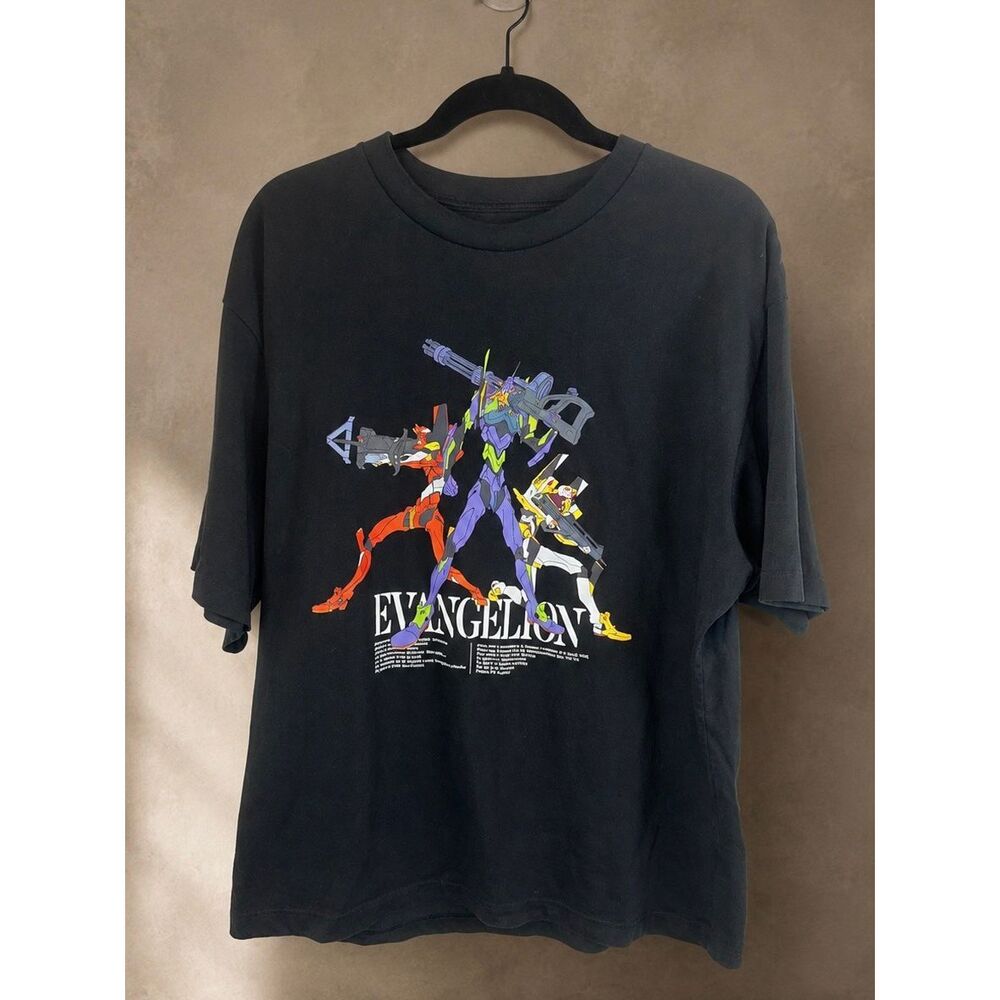 Uniqlo Size L SF Anime UT Graphic T-Shirt Evangelion Relaxed Black Cotton